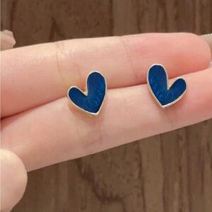 Blue Heart Stud Earrings